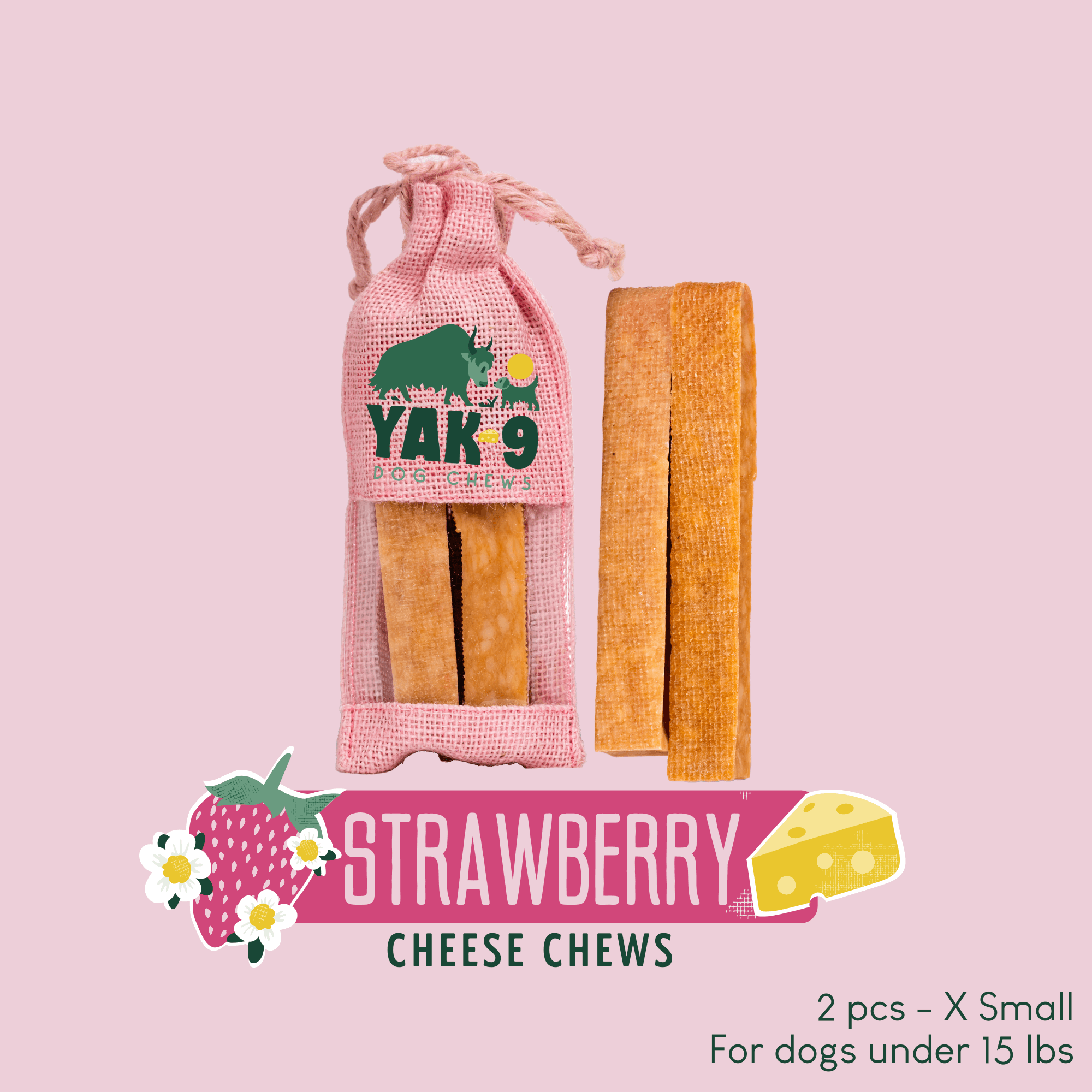 Yak9 Strawberry Yak Milk Chews for Dogs - Yak9 Chews