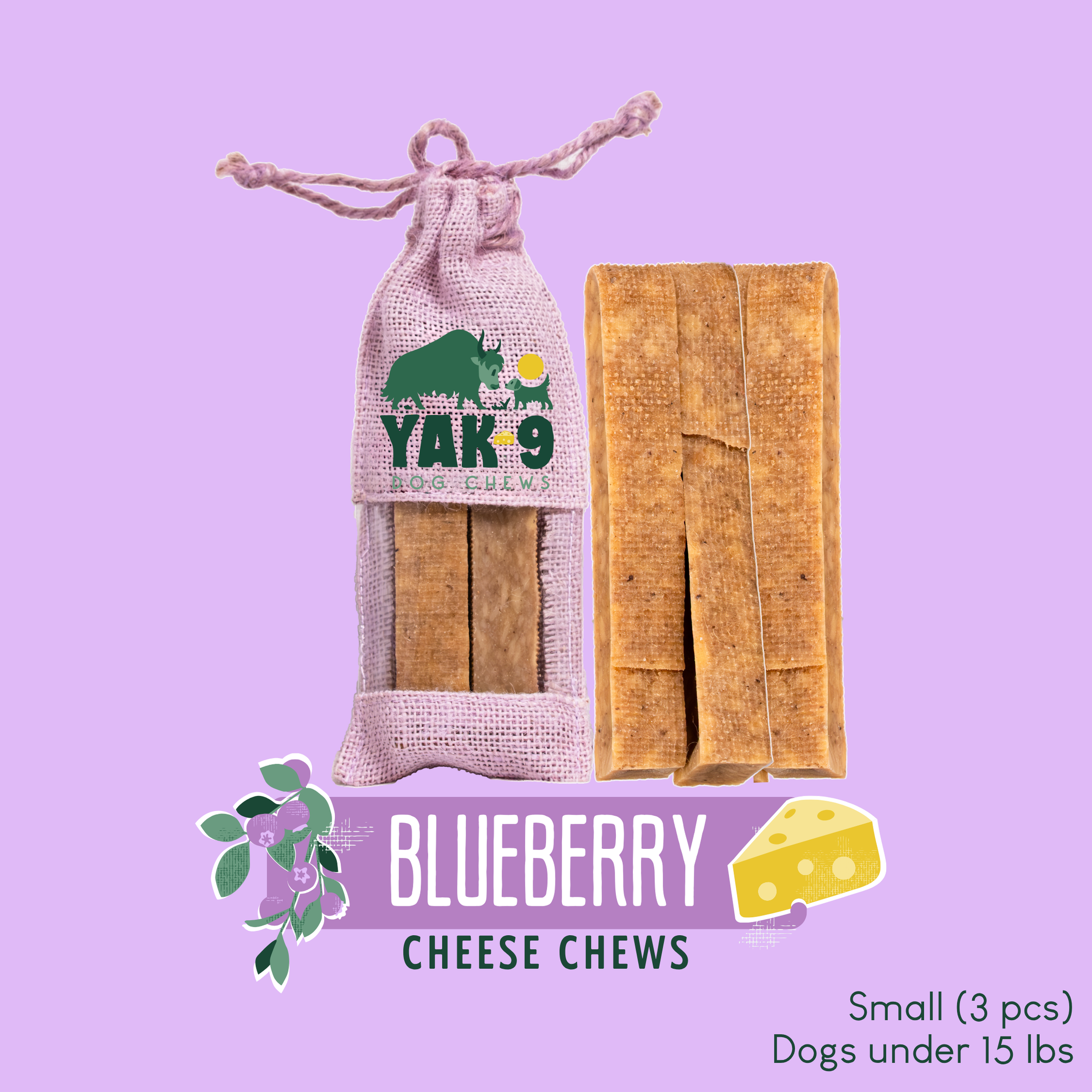 YAKUSOKU ラキドロ 9枚セット Blueberry Yak Chews for Dogs | Yak9 Chews