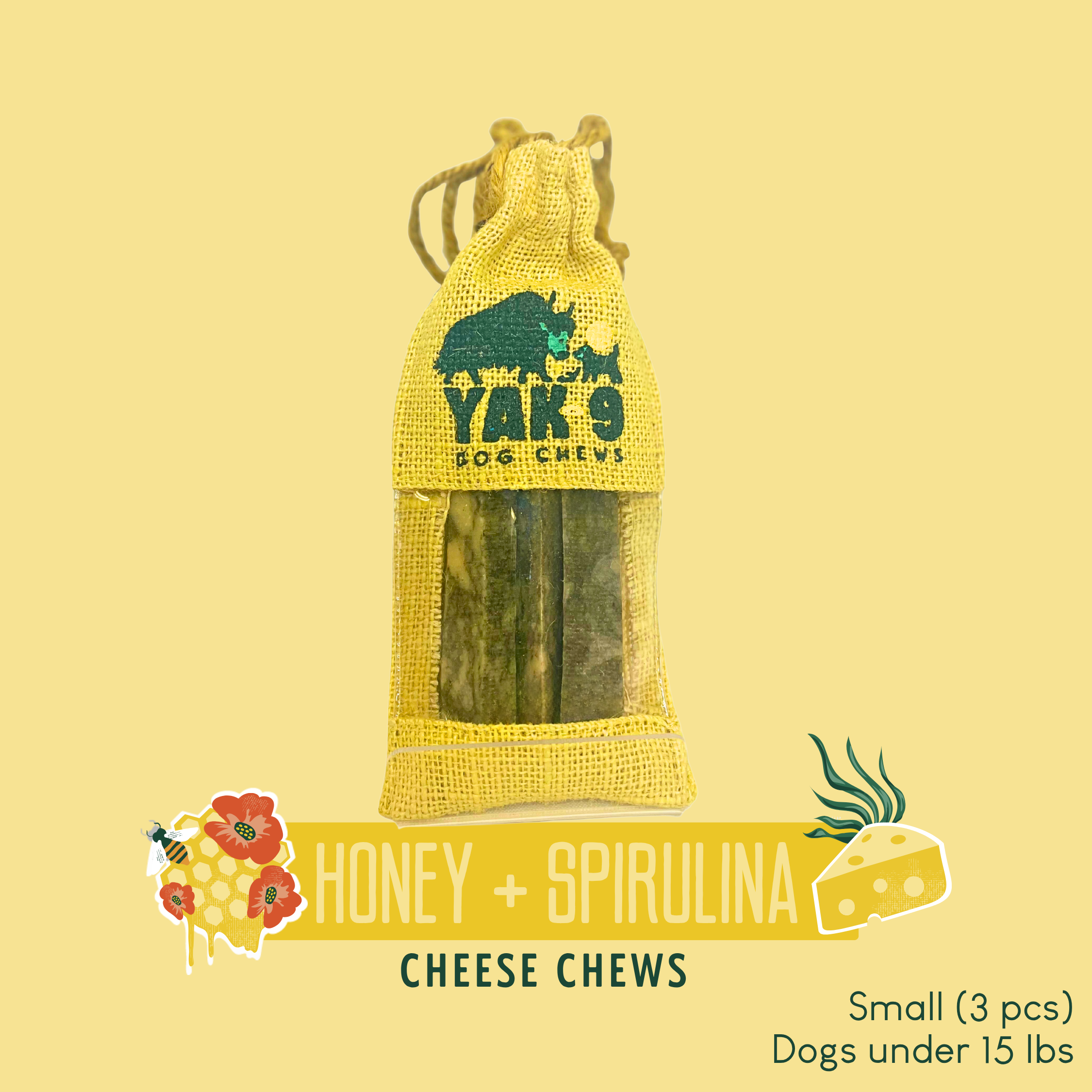 Yak9 Honey & Spirulina Cheese Chews for Dogs