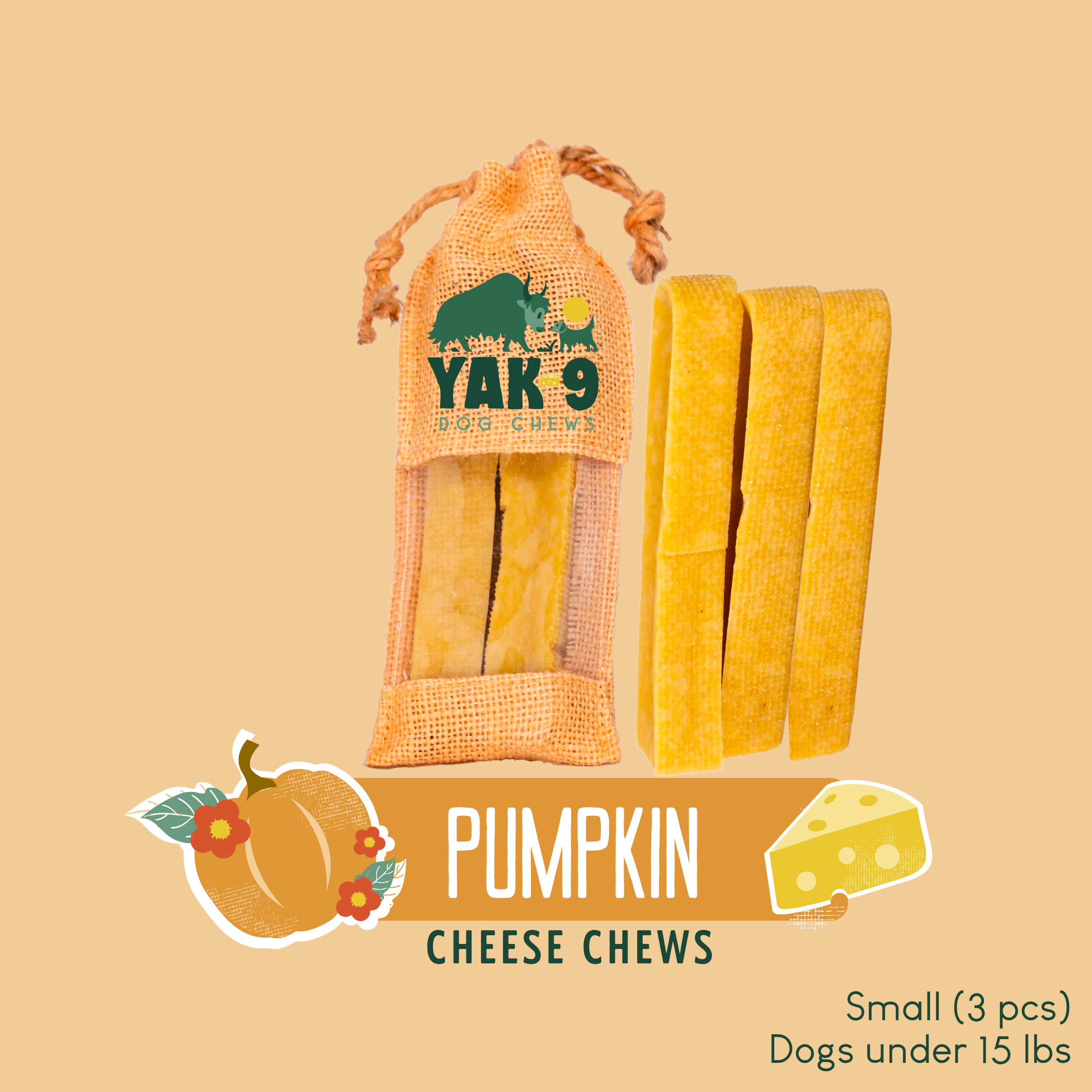 Pumpkin Cheese Chews for Dogs | Yak9 Chews