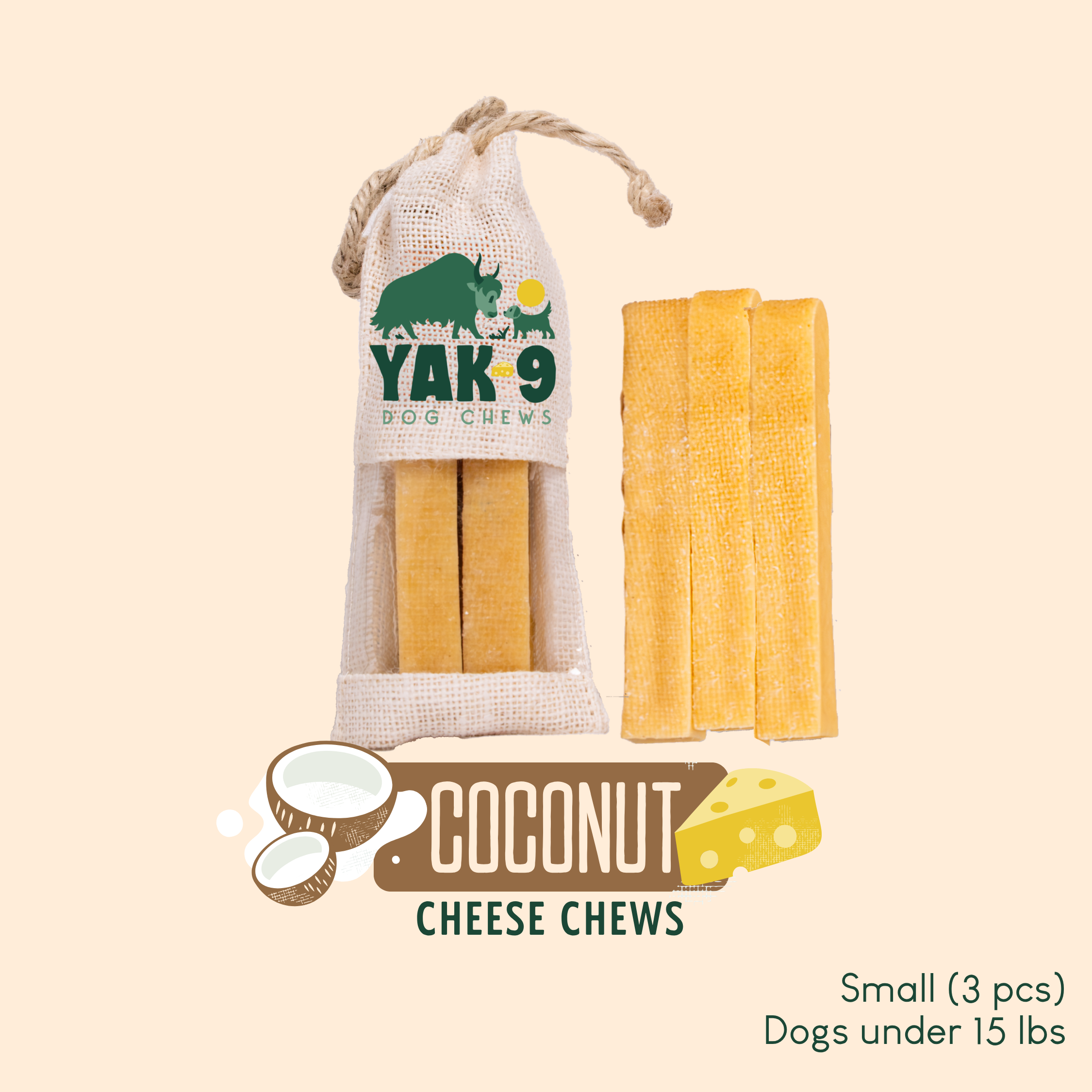 Coconut Cheese Chews for Dogs | Yak9 Chews Coconut Cheese Chews for Dogs | Yak9 Chews