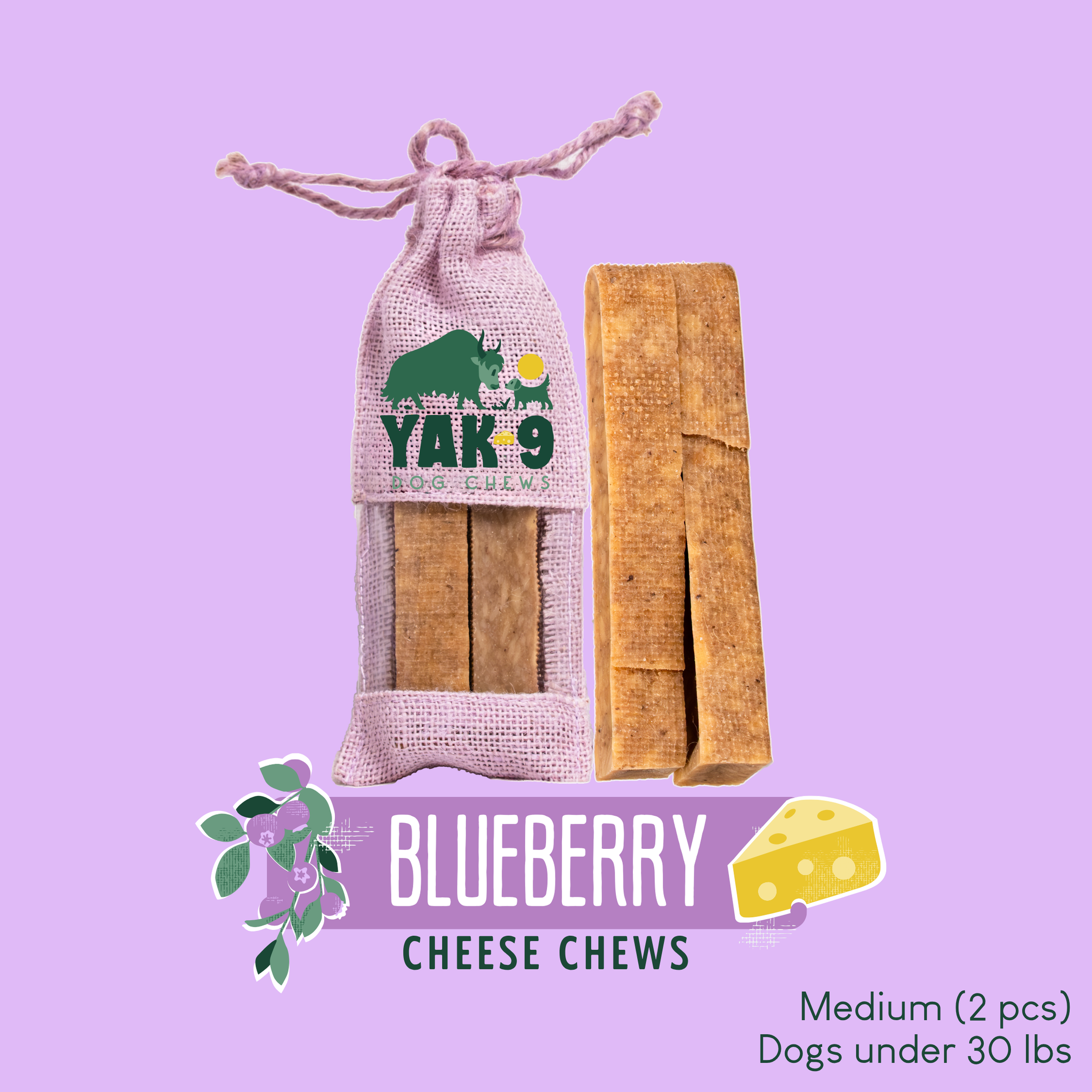 Blueberry Cheese Chews for Dogs | Yak9 Chews