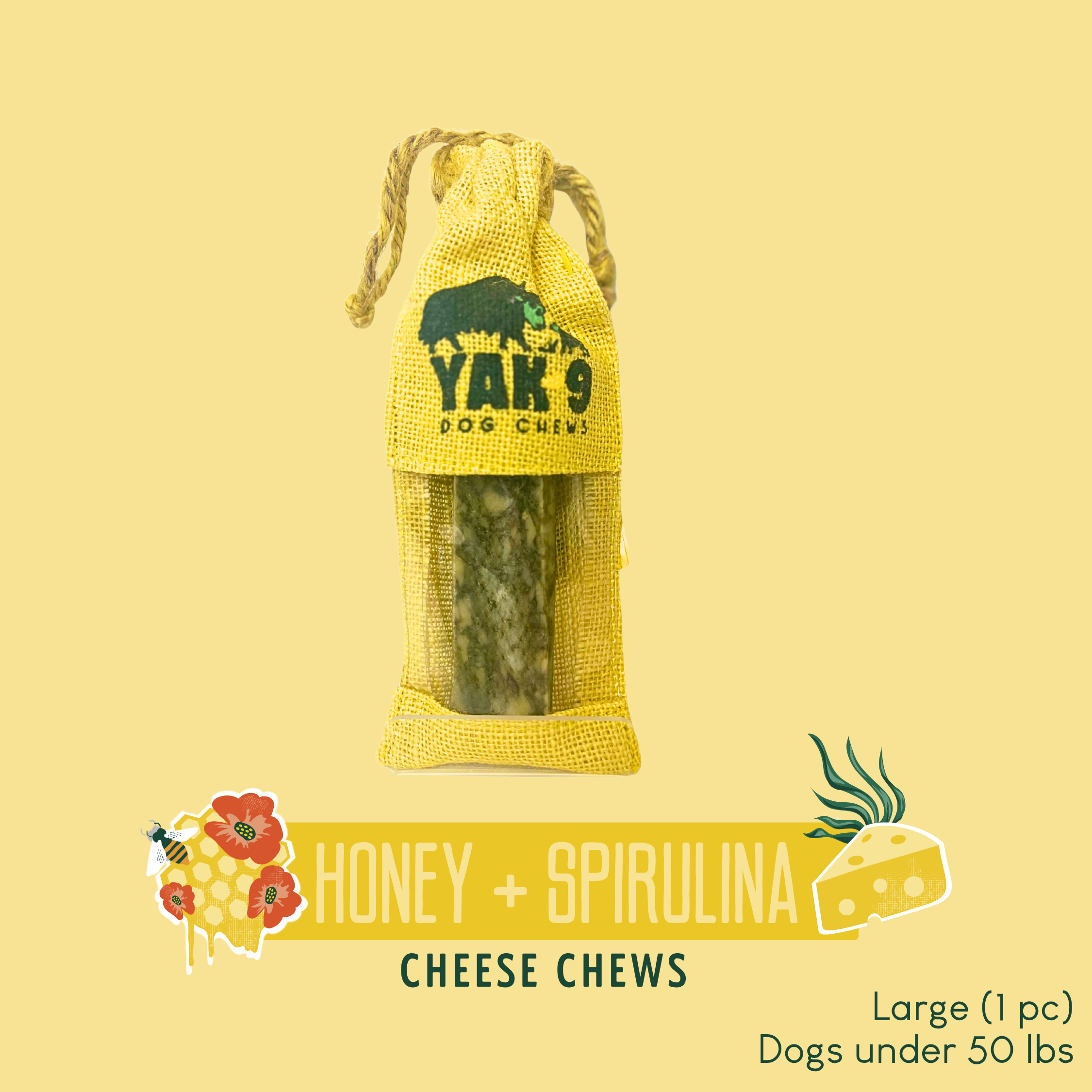 Yak9 Honey & Spirulina Cheese Chews for Dogs