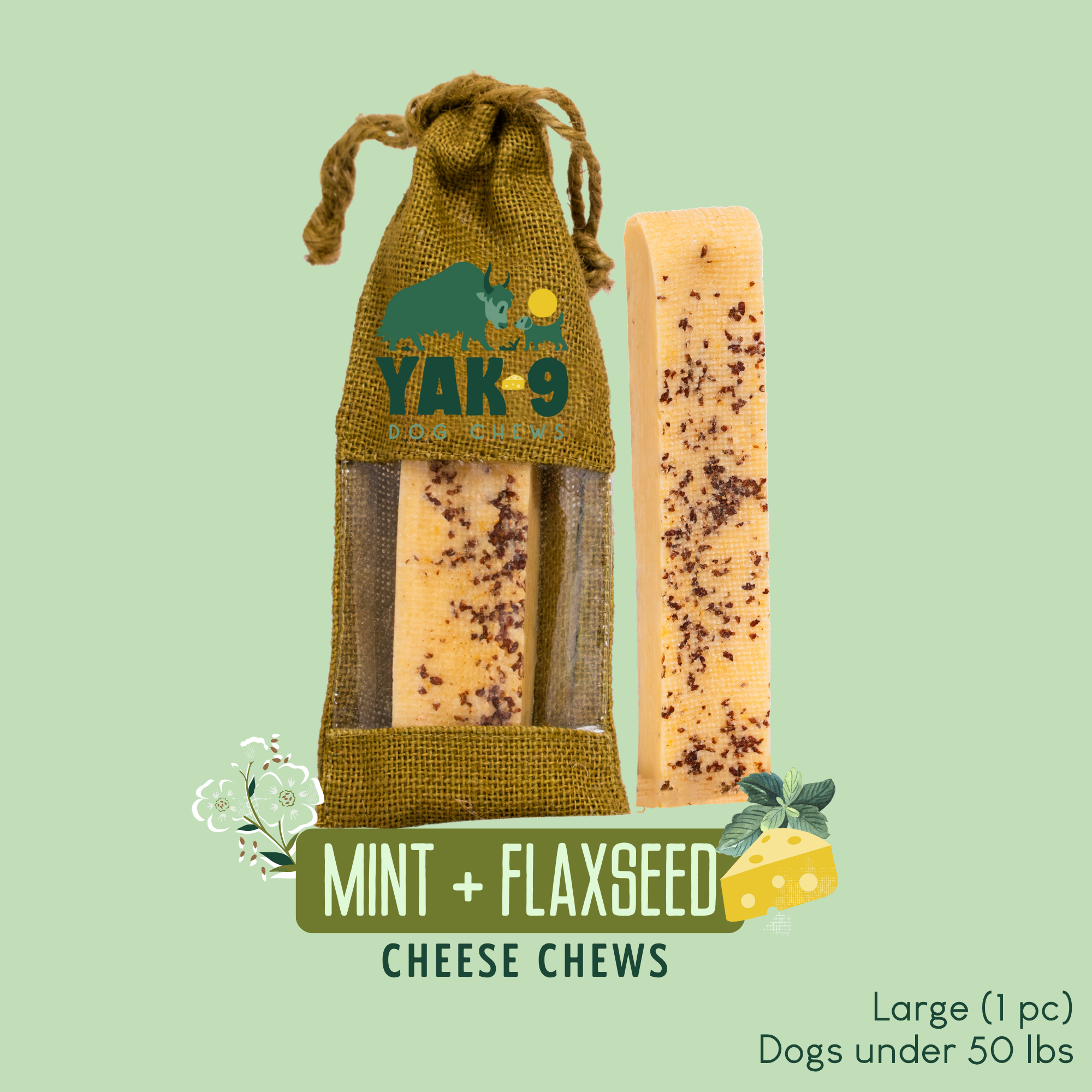 Flaxseed & Mint Cheese Chews for Dogs | Yak9 Chews