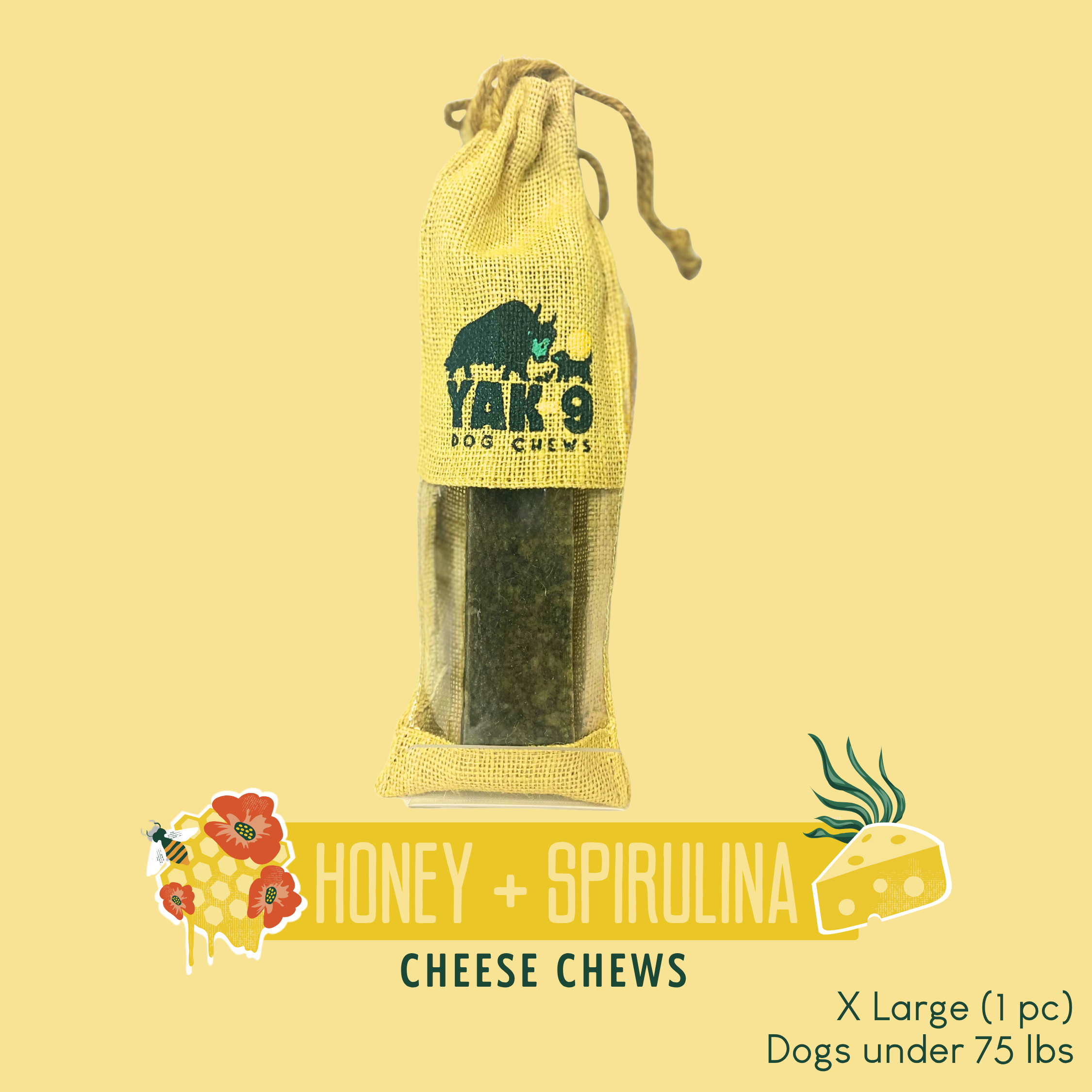 Yak9 Honey & Spirulina Cheese Chews for Dogs | Yak9 Chews