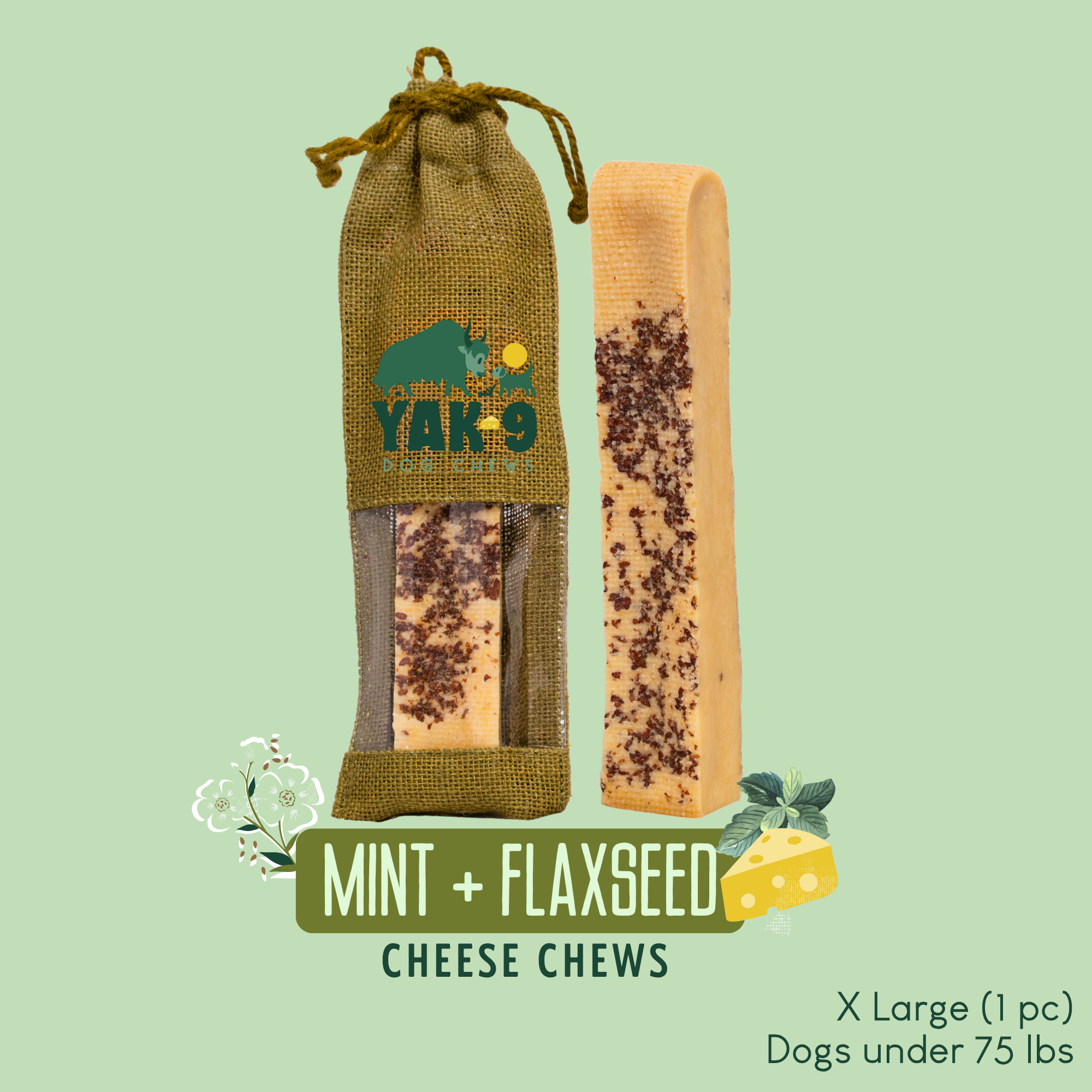 ボビーダスラー　ドック Flaxseed & Mint Cheese Chews for Dogs | Yak9 Chews
