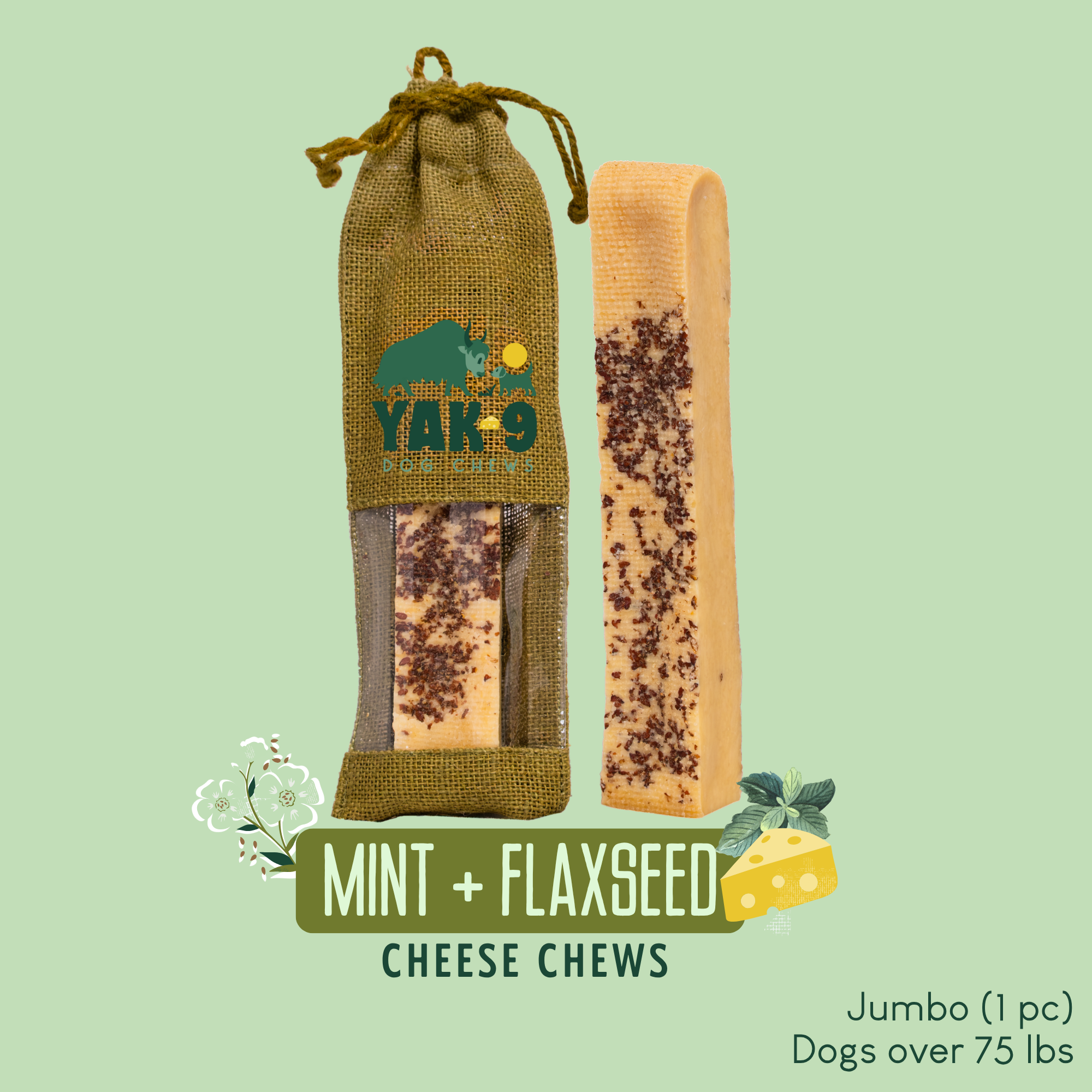 Flaxseed & Mint Cheese Chews for Dogs | Yak9 Chews