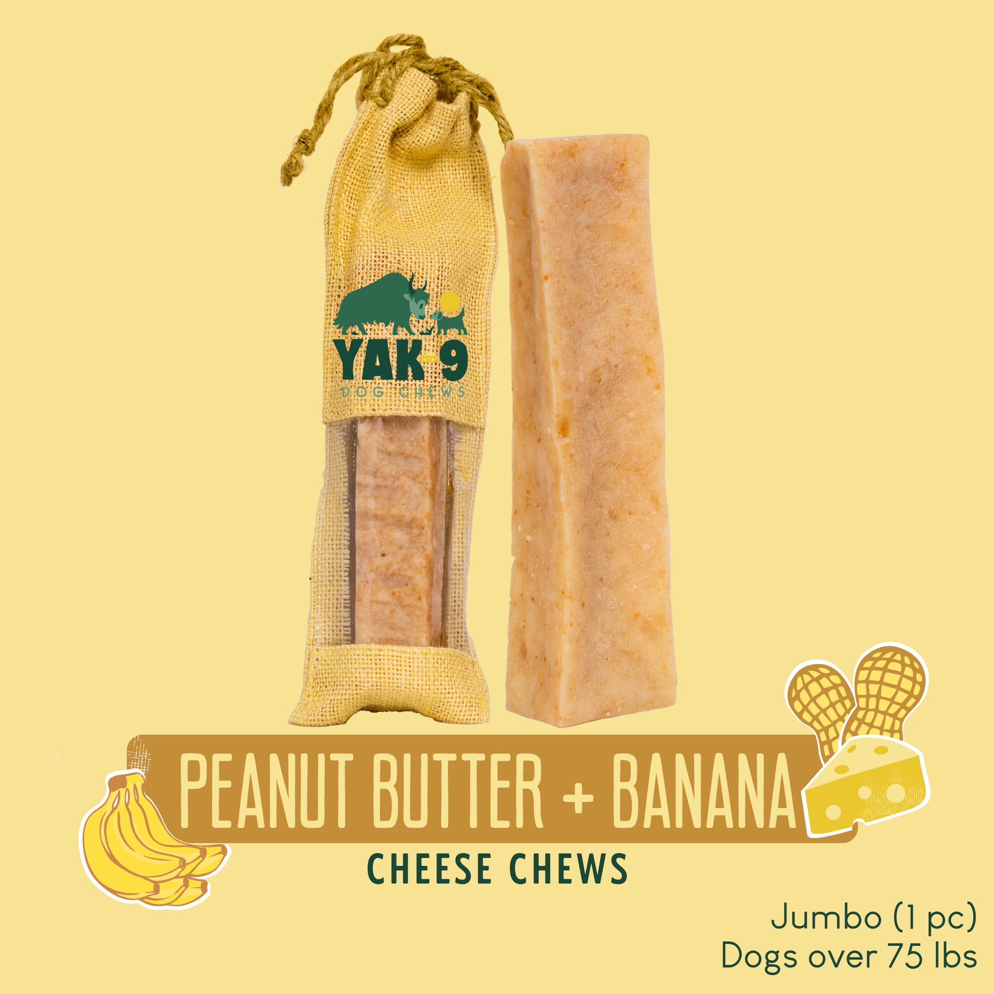 Peanut Butter Banana Chews for Dogs | Yak9 Chews